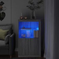 vidaXL Beistellschrank mit LED-Leuchten Grau Sonoma...