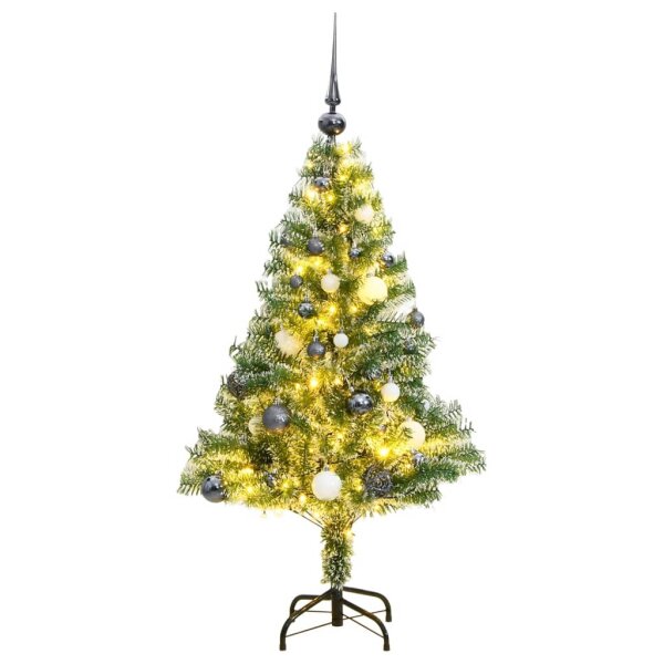 vidaXL K&uuml;nstlicher Weihnachtsbaum mit Schnee &amp; Kugeln 150 LEDs 120 cm