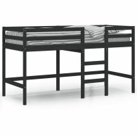 vidaXL Kinderhochbett mit Leiter Schwarz 90x200 cm Massivholz Kiefer