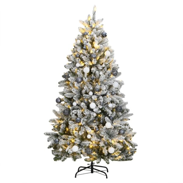 vidaXL K&uuml;nstlicher Weihnachtsbaum Klappbar 300 LEDs &amp; Kugeln 240 cm