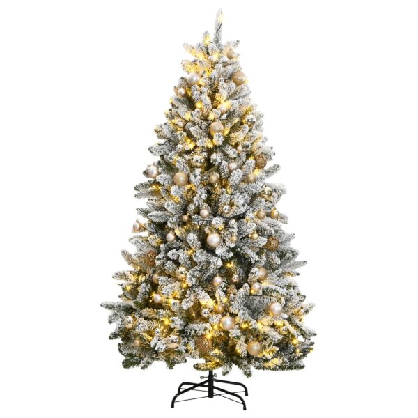 vidaXL K&uuml;nstlicher Weihnachtsbaum Klappbar 300 LEDs &amp; Kugeln 210 cm