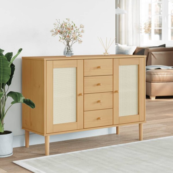 vidaXL Sideboard SENJA Braun 112x40x80 cm Massivholz Kiefer