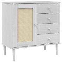 vidaXL Sideboard SENJA Rattan-Optik Weiß 80x40x80 cm Kiefernholz