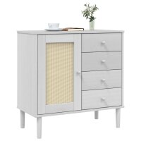 vidaXL Sideboard SENJA Rattan-Optik Weiß 80x40x80 cm Kiefernholz