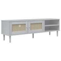 vidaXL TV-Schrank SENJA Rattan-Optik Wei&szlig; 158x40x49cm Kiefernholz