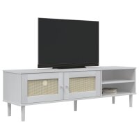 vidaXL TV-Schrank SENJA Rattan-Optik Wei&szlig; 158x40x49cm Kiefernholz