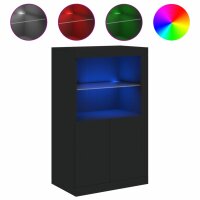 vidaXL Beistellschrank mit LED-Leuchten Schwarz...