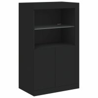 vidaXL Beistellschrank mit LED-Leuchten Schwarz Holzwerkstoff