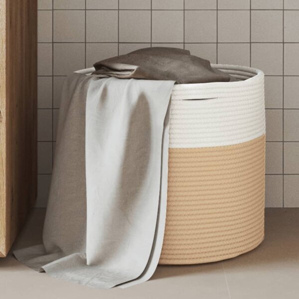 vidaXL Aufbewahrungskorb Beige und Wei&szlig; &Oslash;40x35 cm Baumwolle