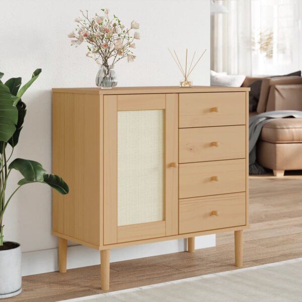 vidaXL Sideboard SENJA Rattan-Optik Braun 80x40x80 cm Kiefernholz