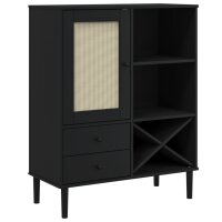 vidaXL Highboard SENJA Rattan-Optik Schwarz 90x40x112 cm Kiefernholz