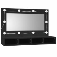 vidaXL Spiegelschrank mit LED Schwarz 90x31,5x62 cm