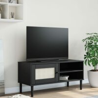 vidaXL TV-Schrank SENJA Rattan-Optik Schwarz 106x40x49 cm Kiefernholz