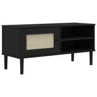 vidaXL TV-Schrank SENJA Rattan-Optik Schwarz 106x40x49 cm Kiefernholz