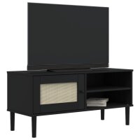 vidaXL TV-Schrank SENJA Rattan-Optik Schwarz 106x40x49 cm Kiefernholz