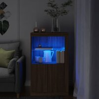 vidaXL Beistellschrank mit LED-Leuchten Braun Eiche...