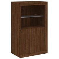 vidaXL Beistellschrank mit LED-Leuchten Braun Eiche Holzwerkstoff