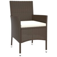 vidaXL 3-tlg. Garten-Bistro-Set mit Kissen Braun Poly Rattan