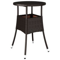 vidaXL 3-tlg. Garten-Bistro-Set mit Kissen Braun Poly Rattan