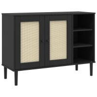 vidaXL Sideboard SENJA Rattan-Optik Schwarz 112x40x80 cm Kiefernholz