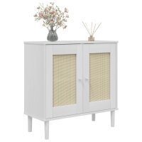 vidaXL Sideboard SENJA Rattan-Optik Wei&szlig; 80x35x80 cm Kiefernholz