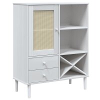 vidaXL Highboard SENJA Rattan-Optik Weiß 90x40x112 cm Kiefernholz