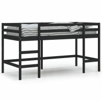 vidaXL Kinderhochbett mit Leiter Schwarz 90x190 cm Massivholz Kiefer