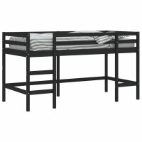 vidaXL Kinderhochbett mit Leiter Schwarz 90x190 cm Massivholz Kiefer