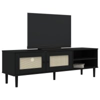 vidaXL TV-Schrank SENJA Rattan-Optik Schwarz 158x40x49cm Kiefernholz