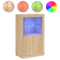 vidaXL Beistellschrank mit LED-Leuchten Sonoma-Eiche...