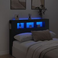 vidaXL LED-Kopfteil Schwarz 140x18,5x103,5 cm Holzwerkstoff