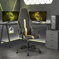 vidaXL Gaming-Stuhl mit Massagefunktion Gold und Schwarz...
