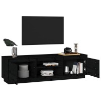 vidaXL TV-Schrank Schwarz 140x35x40 cm Massivholz Kiefer