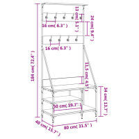 vidaXL Kleiderst&auml;nder mit Schuhablage Braun Eichen-Optik 80x40x184 cm