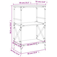 vidaXL B&uuml;cherregal 3 B&ouml;den Schwarz 59x35x90,5 cm Holzwerkstoff