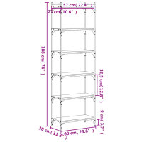 vidaXL B&uuml;cherregal 6 B&ouml;den Grau Sonoma 60x30x188 cm Holzwerkstoff