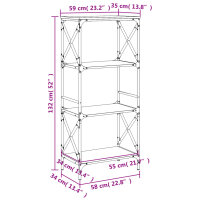 vidaXL B&uuml;cherregal 4 B&ouml;den R&auml;uchereiche 59x35x132 cm Holzwerkstoff