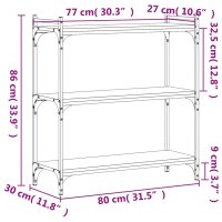 vidaXL B&uuml;cherregal 3 B&ouml;den Schwarz 80x30x86 cm Holzwerkstoff