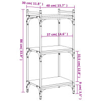 vidaXL B&uuml;cherregal 3 B&ouml;den Schwarz 40x30x86 cm Holzwerkstoff