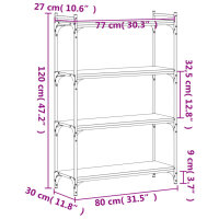 vidaXL B&uuml;cherregal 4 B&ouml;den Sonoma-Eiche 80x30x120 cm Holzwerkstoff