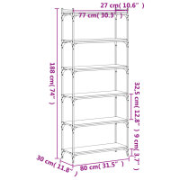 vidaXL B&uuml;cherregal 6 B&ouml;den R&auml;uchereiche 80x30x188 cm Holzwerkstoff