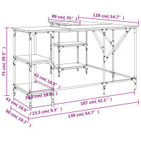 vidaXL Schreibtisch R&auml;uchereiche 139x139x75 cm Holzwerkstoff