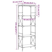 vidaXL B&uuml;cherregal 5 B&ouml;den Grau Sonoma 59x35x171 cm Holzwerkstoff