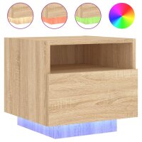 vidaXL Nachttisch mit LED-Leuchten Sonoma Eiche 40x39x37 cm