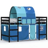 vidaXL Kinderhochbett mit Tunnel Blau 90x200 cm Massivholz Kiefer