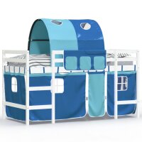 vidaXL Kinderhochbett mit Tunnel Blau 90x190 cm Massivholz Kiefer