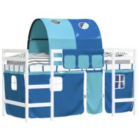 vidaXL Kinderhochbett mit Tunnel Blau 90x190 cm Massivholz Kiefer