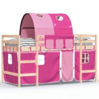 vidaXL Kinderhochbett mit Tunnel Rosa 90x200 cm Massivholz Kiefer