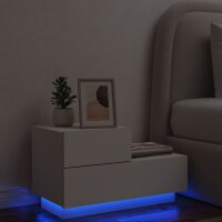 vidaXL Nachttisch mit LED-Leuchten Weiß 70x36x40,5 cm