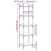 vidaXL B&uuml;cherregal 5 B&ouml;den Sonoma-Eiche 40x30x154 cm Holzwerkstoff